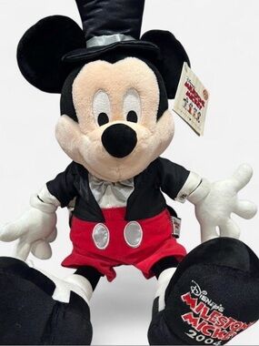 Disney Black Red White Milestone Mickey Plush with Top Hat